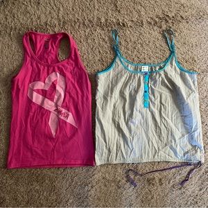 2 ZUMBA Pink & Grey FITNESS TANKS TOPS SIZE M MEDIUM workout Exercise Instructor